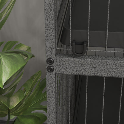 Multifunctionele Knaagdierkooi – Hamsterkooi – Caviakooi – Muizenkooi – Rodent Kooi – Met 4 Platforms – Stevig Stalen Frame – 80x52x128 cm – Grijs-Zwart