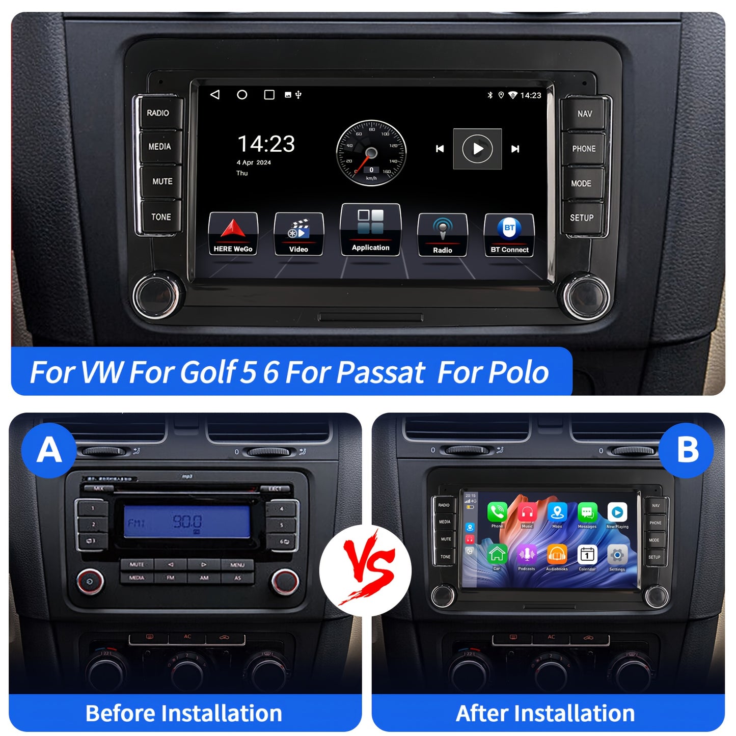 Multifunctionele 9 inch Car Stereo – Auto Radio – Multimedia Speler – Navigatiesysteem – Touchscreen Unit – Met Achteruitrijcamera & Microfoon – DAB+ Digitale Radio en Android 14.0