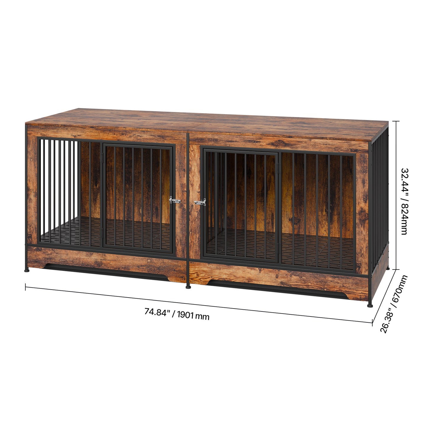 Hondenbench – Hondenkooi – Hondenhok – Bench – Kamerkennel – Houten Design – Verstelbare Scheidingswand – Praktische Ladebakken