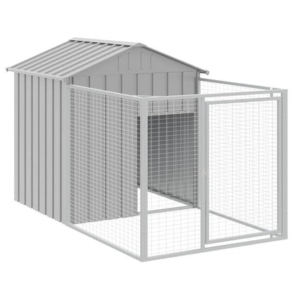 Hondenhok – Hondenkennel – Hondenhok Buiten – Hondenhuis – Hondenverblijf – Extra Groot – Verzinkt Staal – Weerbestendig – Ventilatie – 117x201x123 cm – Lichtgrijs