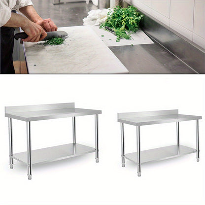 Roestvrijstalen Werkbank – RVS Werktafel – Keukentafel – Voorbereidingstafel – Werkbank Met Opstaande Rand – 120x60x85 cm – Verstelbare Hoogte – Max. Draagvermogen 180 kg