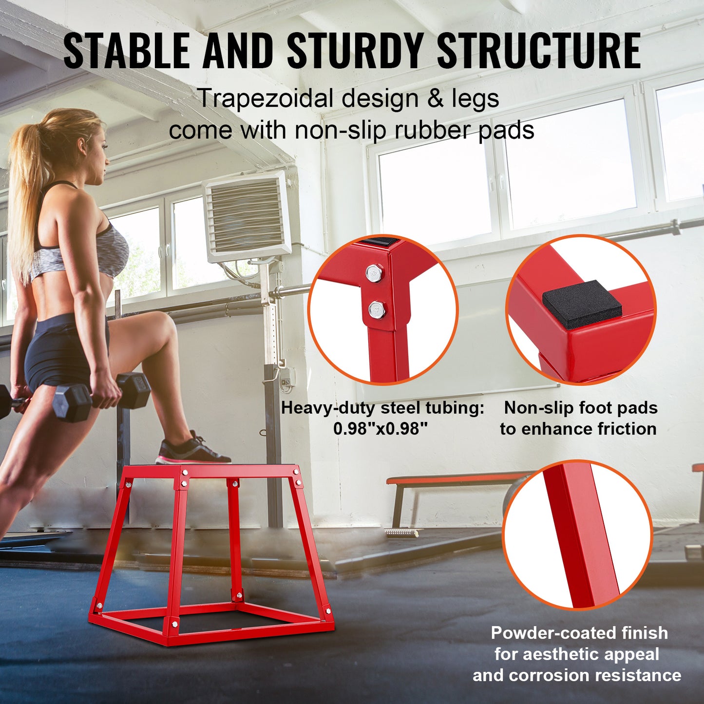 Plyometrische Springbox Set – Plyo Box – Jump Box – Fitness Platform – Agility Box – 4 Hoogtes 30-75 cm – Aluminium Frame Met Antislip Rubber Voetjes