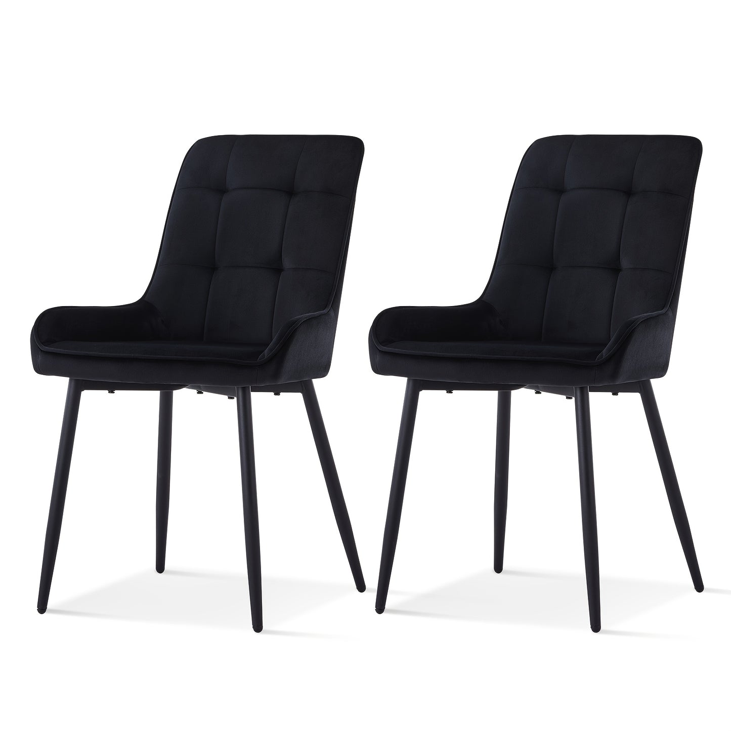 Velvet Eetkamerstoelen – Stoelen Set – Bureaustoelen – Ontvangststoelen – Keukenstoelen – Zwart – Zachte Velvet Bekleding – Stevig Metalen Frame