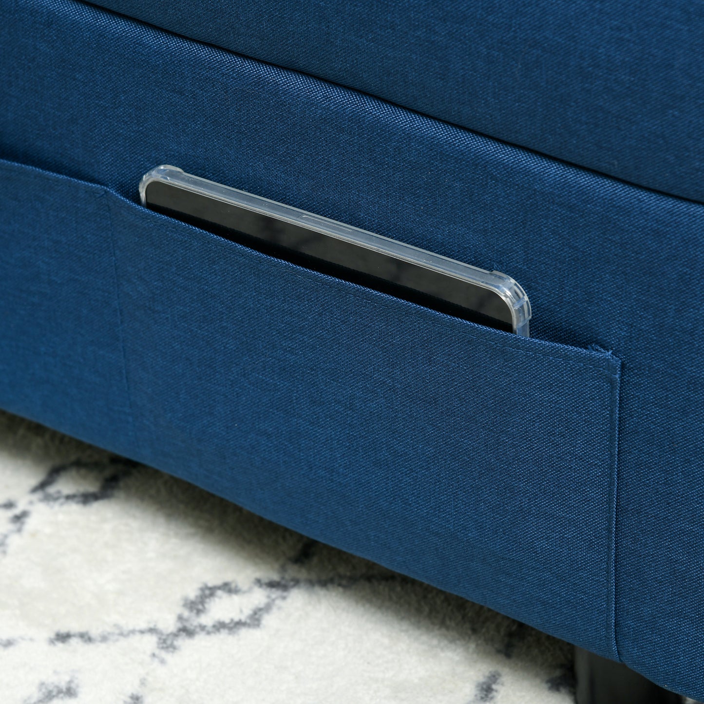 Fauteuil Bedbank – 1-Zitsbank – Slaapfauteuil – Loungezetel – Slaapstoel – Verstelbare Rugleuning – Geïntegreerd Kussen – Blauw