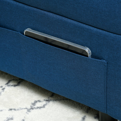 Fauteuil Bedbank – 1-Zitsbank – Slaapfauteuil – Loungezetel – Slaapstoel – Verstelbare Rugleuning – Geïntegreerd Kussen – Blauw