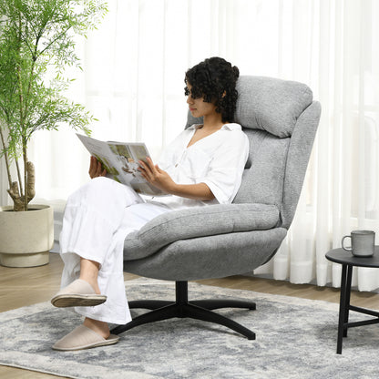 Draaifauteuil – Draaistoel – Relaxstoel – Fauteuil – Stoel – 360 Graden Draaibaar – Chenille Stof Grijs – Met Zwarte Stalen Poten – Geïntegreerde Armleuningen – Ergonomisch Comfort