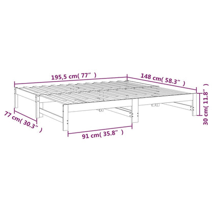 Slaapbank – Bedbank – Slaapstoel – Logeerbed – Opklapbed – Massief Dennenhout – 195,5x148x30 cm