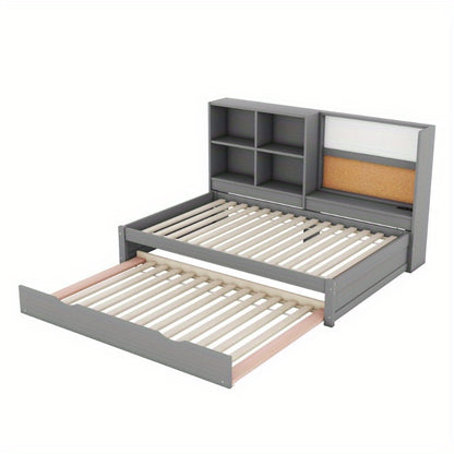 Slaapbank – Bedbank – Uitklapbare Bank – Logeerbed – Bank Met Opbergruimte – 90x200 cm – Grijs Met Oplaadpoort