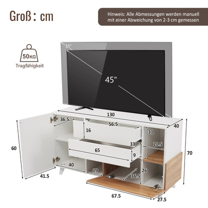Opberkkast – Bergkast – Kast – Dressoir – Wit en Khaki – Bamboe Materiaal – Geen Montage Nodig