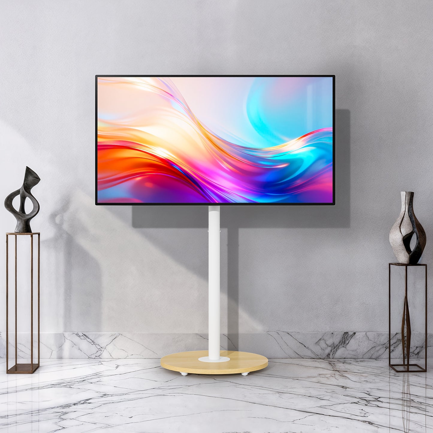 Verstelbare TV-standaard – Mobiele TV-wagen – TV-meubel op wielen – TV-voet – TV-houder – Geschikt voor 40-75 inch – Max. 50 kg draaggewicht – Met extra plank – Maximale VESA 600x400 mm