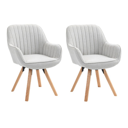 Eetkamerstoelen – Draaistoelen – Bureaustoelen – Make-up Stoelen – Beige – Set van 2 – 360° Draaibaar – Stevige Houten Poten