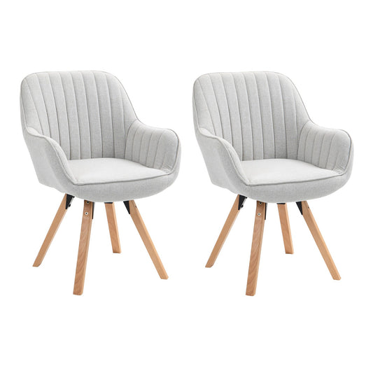 Eetkamerstoelen – Draaistoelen – Bureaustoelen – Make-up Stoelen – Beige – Set van 2 – 360° Draaibaar – Stevige Houten Poten
