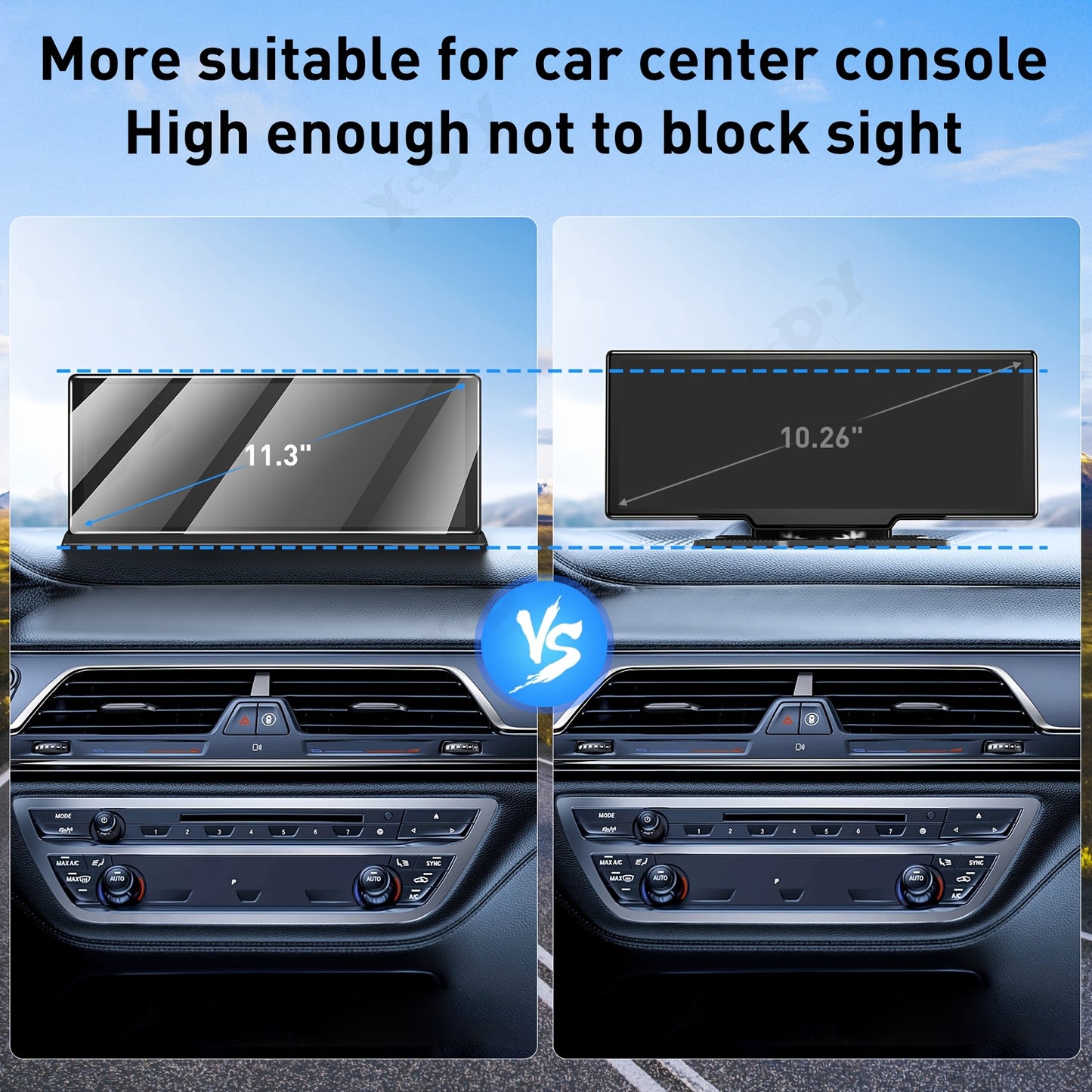 11,3 inch Draadloze Carplay Display – Multimediasysteem – Navigatiesysteem – Touchscreen Radio – Auto Entertainment – Met Dual Camera & GPS Antenne – 4K Voorste Dashcam & 1080P Achteruitrijcamera