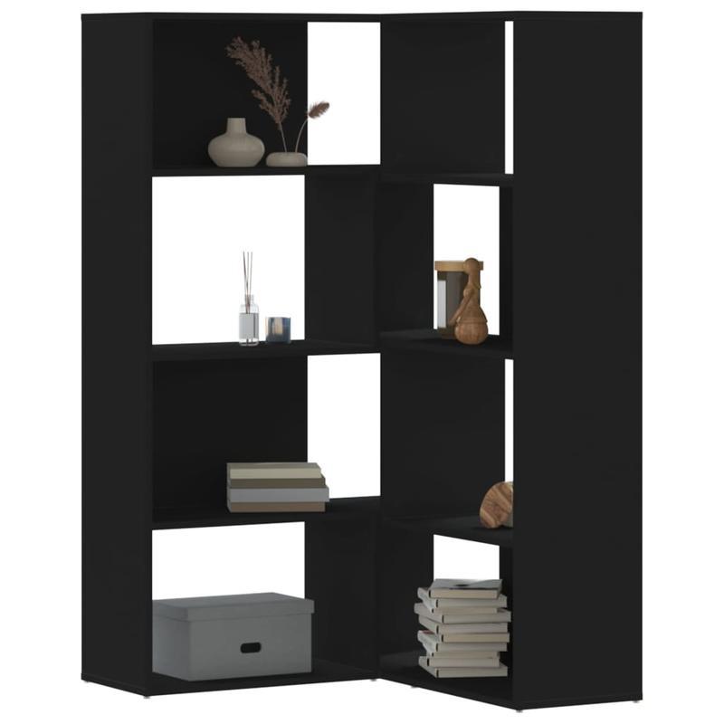 Bookcase 4-Tier Corner 85X85X140 Cm Finished Wood Black