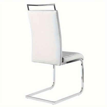 Eetkamerstoelen Set 2 Stuks – Stoelen – Keukenstoelen – Barkrukken – Bijzetstoelen – Moderne Witte Armless Stoelen – Gebogen Rugleuning – PU Kunstleer & Roestvrijstalen Frame – Zacht Gevuld – Max 150kg Draagkracht