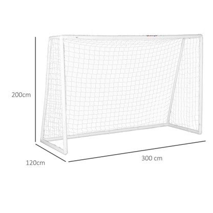 Voetbaldoel – Voetbalkgoal – Voetbalnet – Doel – Trainingsdoel – Wit kunststof frame – 300 x 120 x 200 cm – Robuust en lichtgewicht