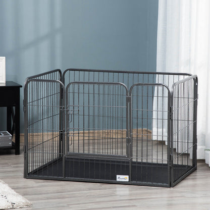 Hondenren – Hondenomheining – Hondenkooi – Hondenrenhek – Zwart – Metalen Frame – 109x74x71 cm – Dubbele Sluiting