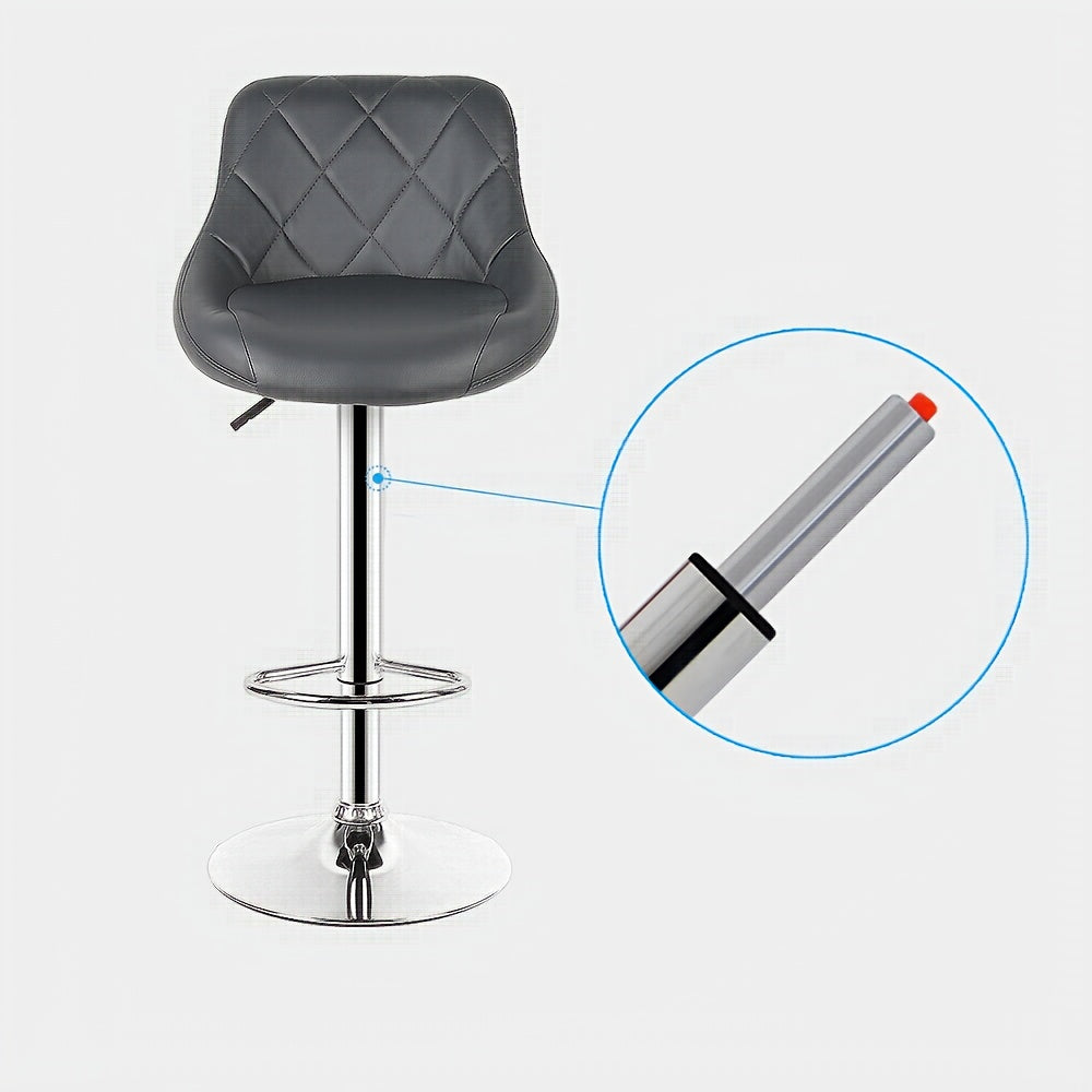 Barstoelen Set 2 – Barkrukken – Keukenstoelen – Lounge Stoelen – Eetkamerstoelen – Verstelbare Hoogte – Met Rugleuning en Voetsteun – Draaibaar – Grijs – 35x38x73 cm