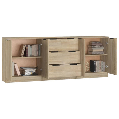 Opbergkast – Dressoir – Ladekast – Kast – Sideboard – Sonoma Eiken – 3 Lades – Vochtbestendig Material