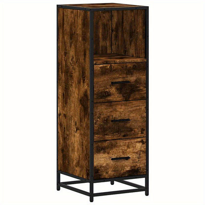 Badkamerkast – Badkamermeubel – Kolomkast – Wastafelonderkast – Badmeubel – Compact Ontwerp – Donkerbruin Eikenlook Met Zwart Metalen Frame