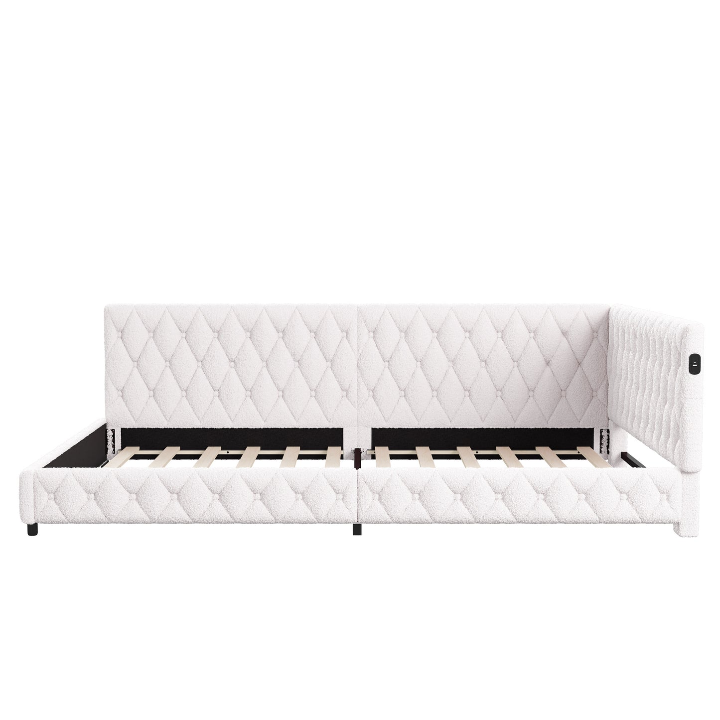 Upholstered Bed – Bedbank – Sofa Bed – Daybed – Slaapbank – Teddy Velours Stof – 140x200 cm Met Lattenbodem