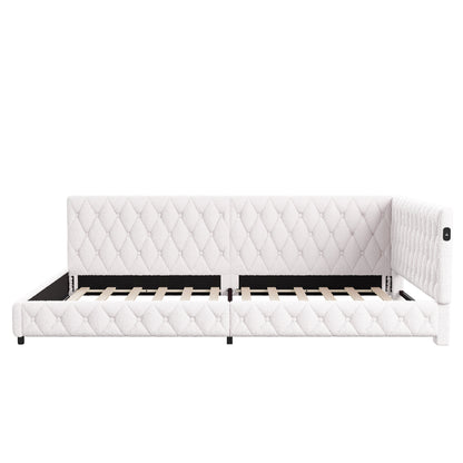 Upholstered Bed – Bedbank – Sofa Bed – Daybed – Slaapbank – Teddy Velours Stof – 140x200 cm Met Lattenbodem