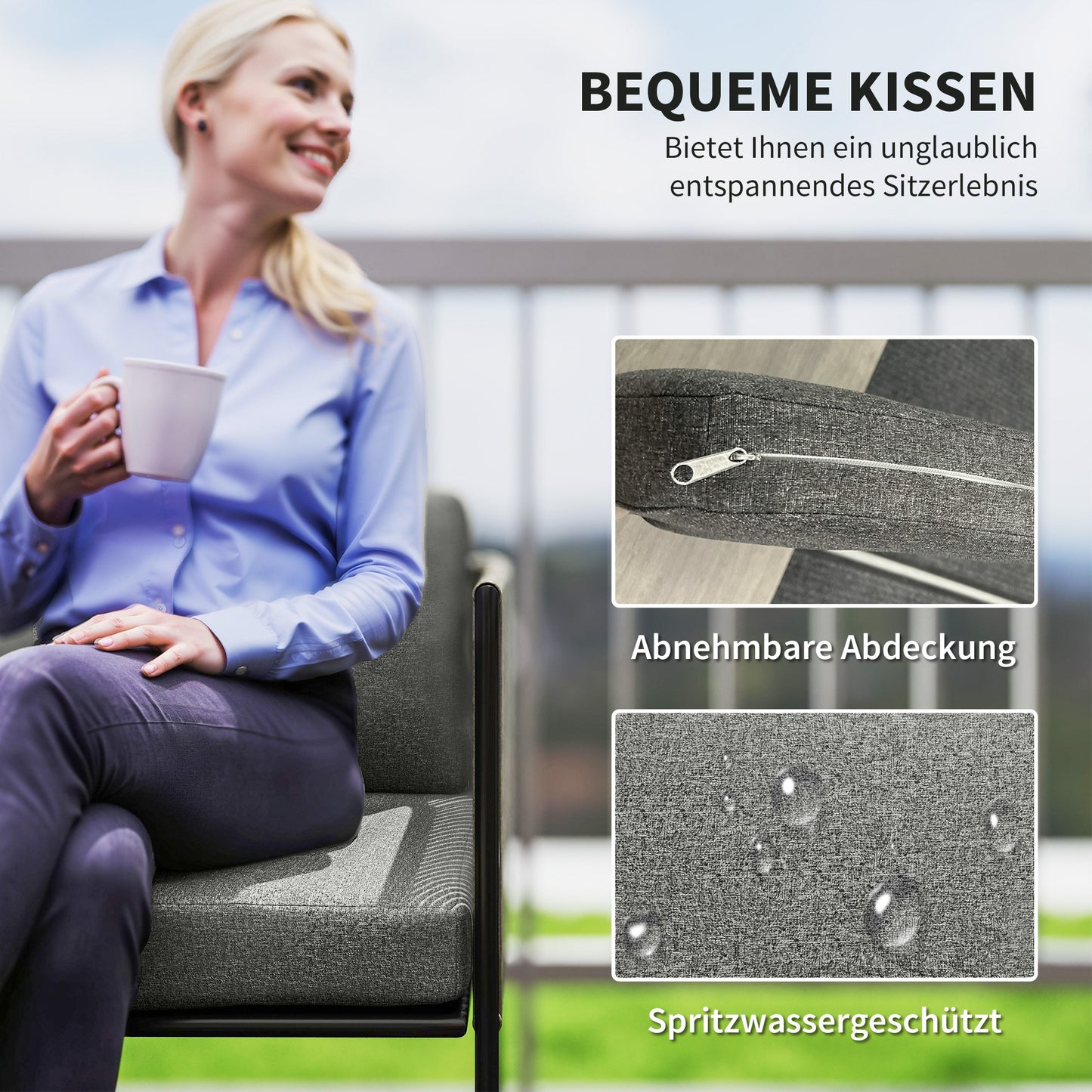 Tuinmeubelset Polyrattan – Loungeset Buiten – Tuinset Balkon – Outdoor Meubelset – Loveseat Fauteuils – Weerbestendig PE-Rattan – Verstelbare Poten Donkergrijs