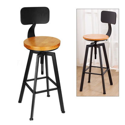 Barkrukken – Barstoelen – Keukenkrukken – Stoel Voor Keukeneiland – Industriële Barkrukken Zwart – Verstelbare Zithoogte 64-84 cm – Draaibaar Met Voetensteun – Set Van 2