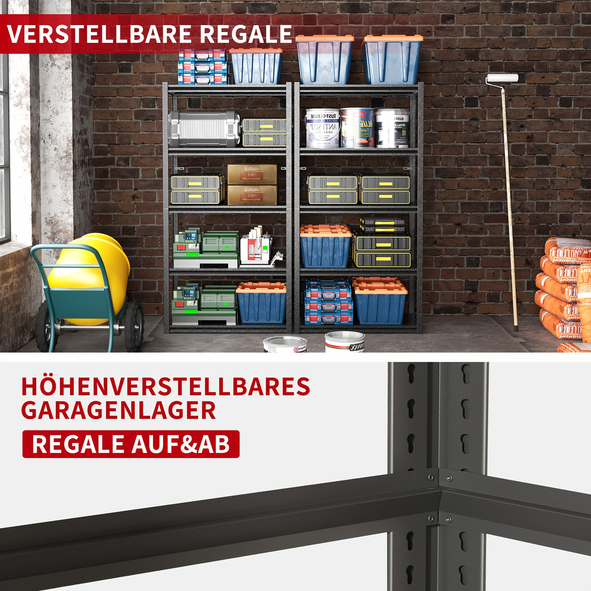 Stalen Rek – Metalen Stellingkast – Opbergrek – Werkplaatsrek – Garagekast – 5 Laags – Draagvermogen 650 kg – Verstelbare Hoogte – Krasbestendig – 160x80x40 cm
