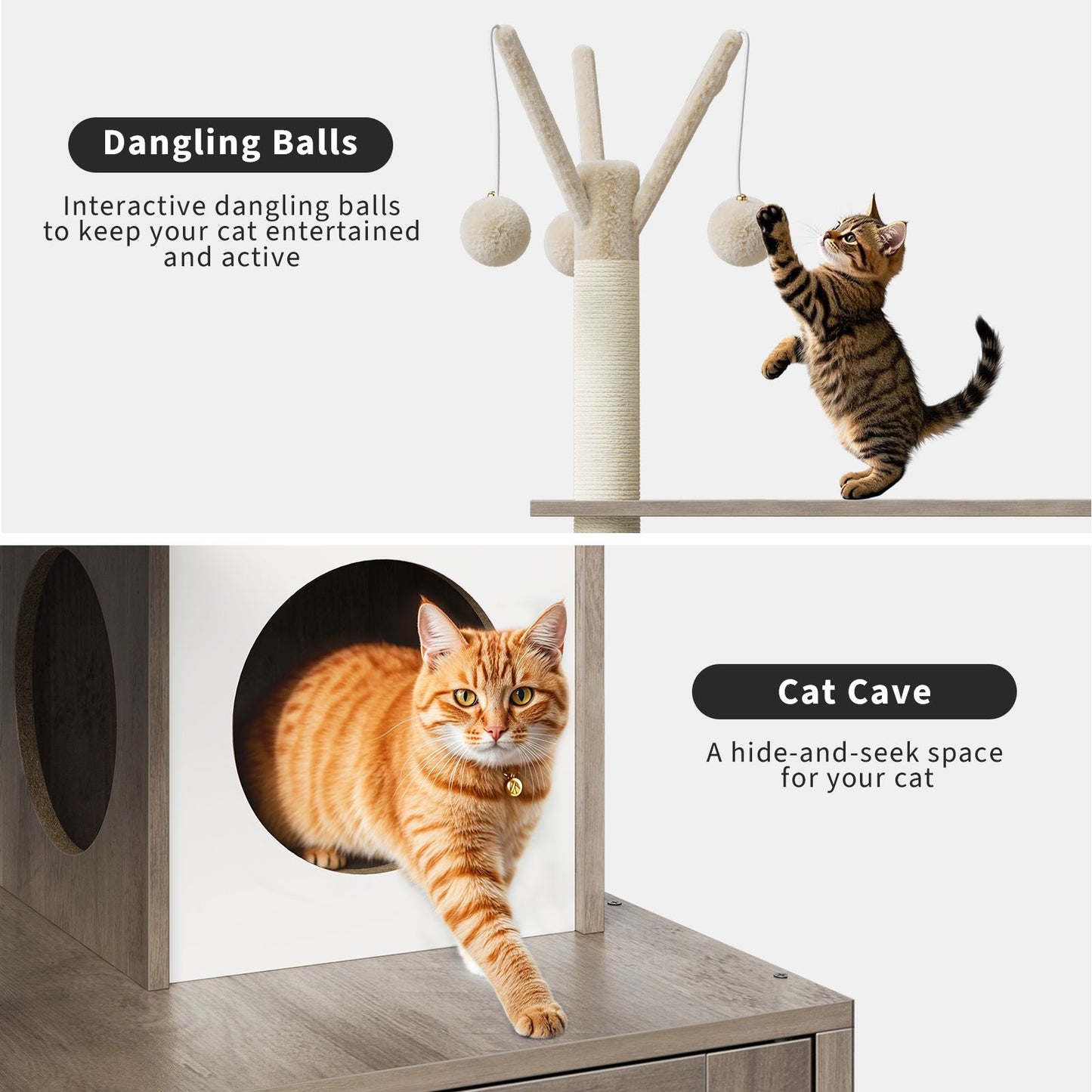 Kattenmeubel – Kattenbakkast – Klimhuisje – Kattenbakmeubel – Kattenkrabpaal – Ruimtebesparend Ontwerp – Duurzaam Spaanplaat