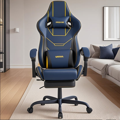 Gamingstoel – Gamestoel – Gaming Chair – Game Stoel – Bureaustoel – Verstelbaar – Met Voetensteun – Ergonomische Lendensteun – Lichtblauw