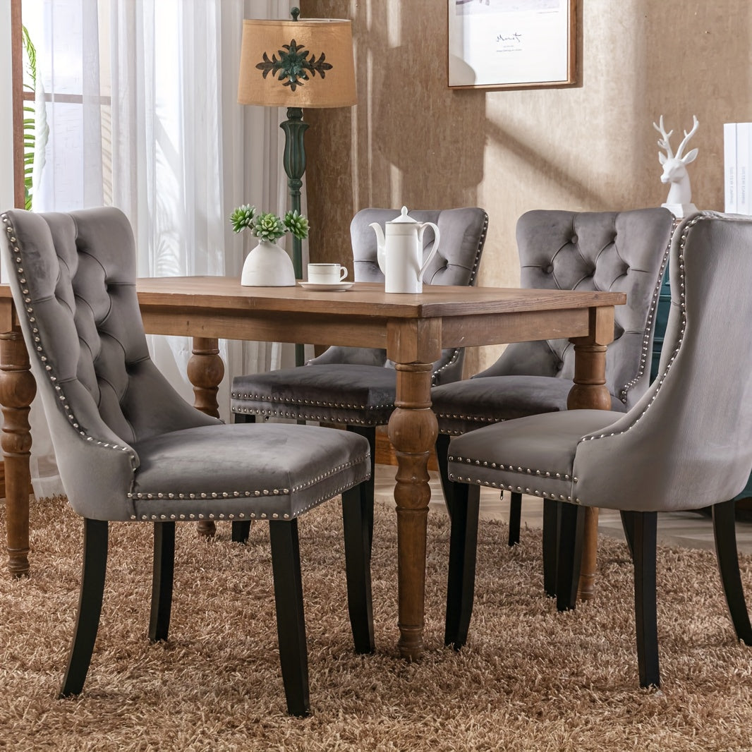 Eetkamerstoelen – Stoelen – Dining Chairs – Zitmeubilair – Set van 2 Grijs – Zacht Gestoffeerd – Bamboe Frame – Gemakkelijk Schoon te Maken