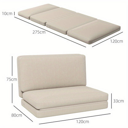 3-in-1 Bank – Slaapbank – Zitbank – Opklapbare Bank – Lounger – Beige Retro Velvet – Ruimtebesparend – Comfortabele Schuimvulling