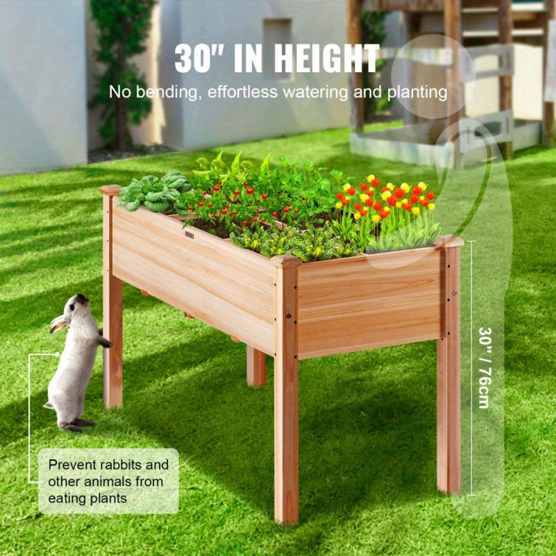 Tuinbak – Verhoogde Plantenbak – Bloembak – Moestuinbak – Kruidenbak – Hout – Compact Rechthoekig Model – 47,2x22,2x76,2 cm – Comfortabel Tuinieren Zonder Bukken