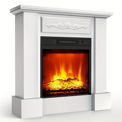 Elektrische Haard – Elektrische Open Haard – Sfeerverwarming – Haardmeubel – TV Meubel – Realistisch Vlameffect – 2000W Verwarming – Wit MDF Met Metaal