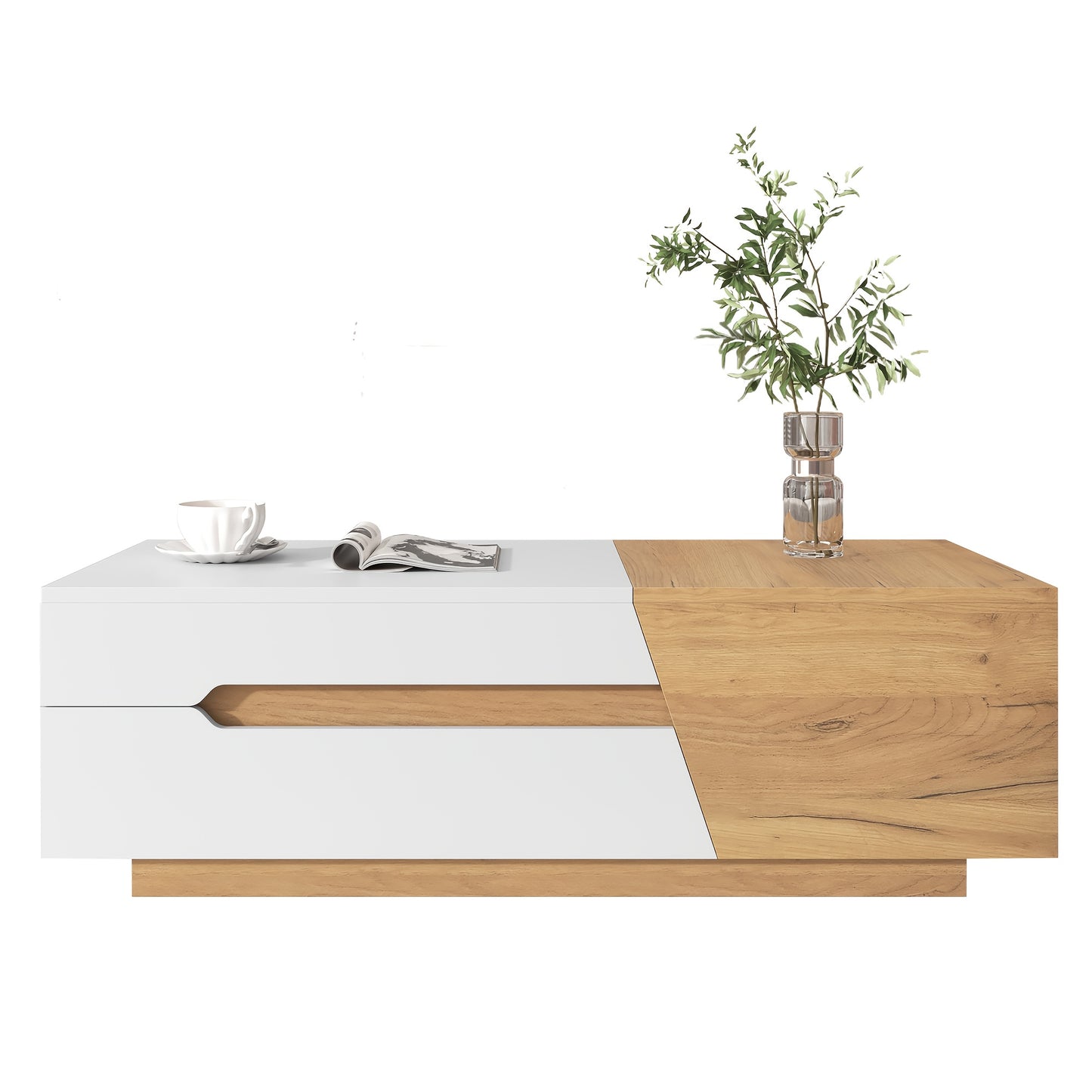 Extendable Coffee Table with Sliding Mechanism & Storage Drawers - Modern Living Room Center Table, Space-Saving Extendable Design, Heavy-Duty Metal Construction, Easy Assembly for Small Apartments, Offices, Home Offices - Co