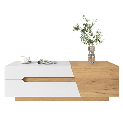 Extendable Coffee Table with Sliding Mechanism & Storage Drawers - Modern Living Room Center Table, Space-Saving Extendable Design, Heavy-Duty Metal Construction, Easy Assembly for Small Apartments, Offices, Home Offices - Co