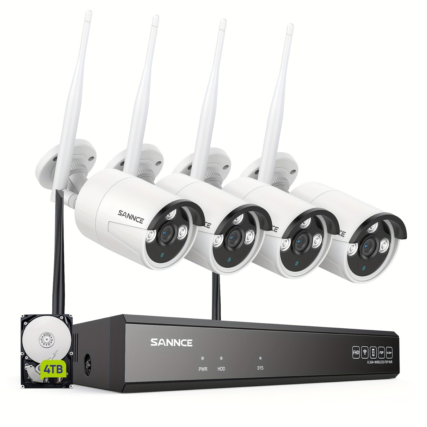 Beveiligingscamera Set – Bewakingscamera – Camerasysteem – Surveillance Camera – Wifi Camera – 4x 5MP Draadloos – Persoonsdetectie – 4TB Opslag – IR Nachtzicht – Tweewegs Audio