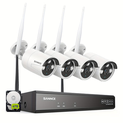 Beveiligingscamera Set – Bewakingscamera – Camerasysteem – Surveillance Camera – Wifi Camera – 4x 5MP Draadloos – Persoonsdetectie – 4TB Opslag – IR Nachtzicht – Tweewegs Audio