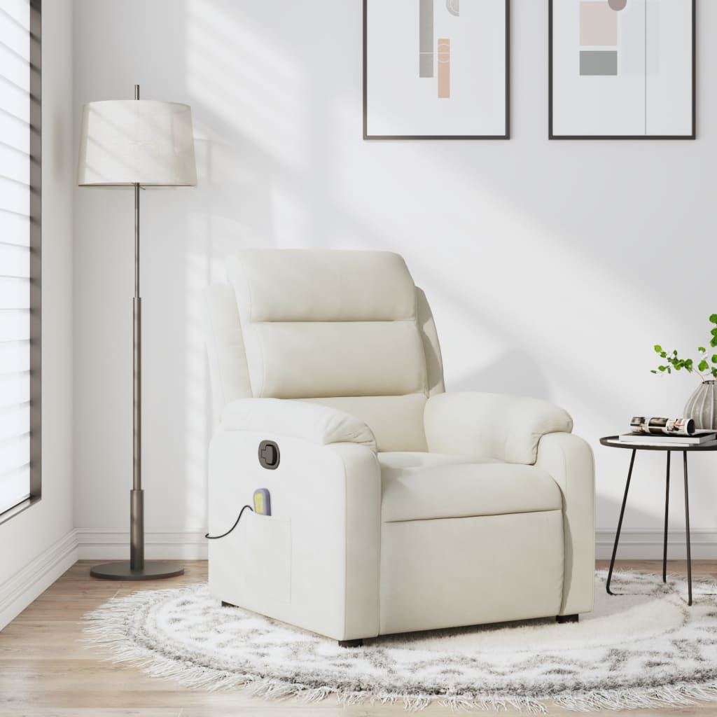 Fauteuil – Relaxstoel – Zetel – Lounge Chair – Recliner – Crème Handmatig Verstelbaar – Fluweelzachte Bekleding – Verstelbare Rugleuning Tot 135°