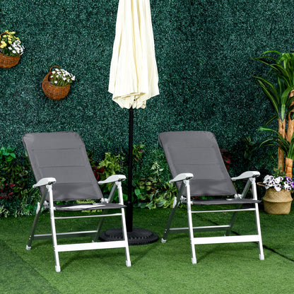 Tuinstoelen – Klapstoelen – Balkonstoelen – Campingstoelen – Verstelbare Tuinstoelen Donkergrijs – Aluminium Frame – Inklapbaar Met Hoge Rugleuning