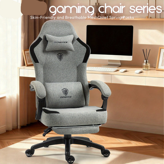 Gamingstoel – Gamestoel – Bureaustoel – Racestoel – Stoel – Ergonomisch Design – Verstelbare Rugleuning – Hoogwaardige Kunstleer Bekleding – Grijs