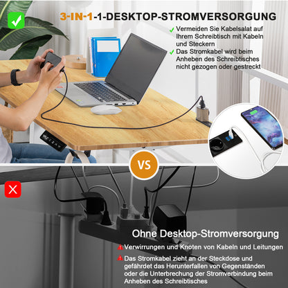 Zitsta Bureau – Zit Sta Bureau – Elektrisch Bureau – Hoogte Verstelbaar Bureau – Verstelbaar Bureau Met Touchscreen – Extra Groot Werkblad 160x70 cm – Melamine Houtkleurig Met Stalen Onderstel