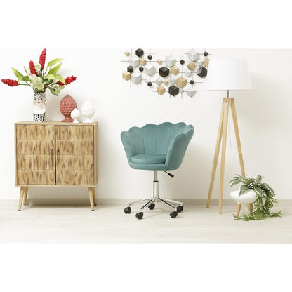 Velvet Bureaustoel – Bureaustoel Met Wieltjes – Fauteuil – Werkstoel – Office Chair – Petrol Groen – Ergonomische Shell Rugleuning – Verstelbare Hoogte 69x71x84 cm