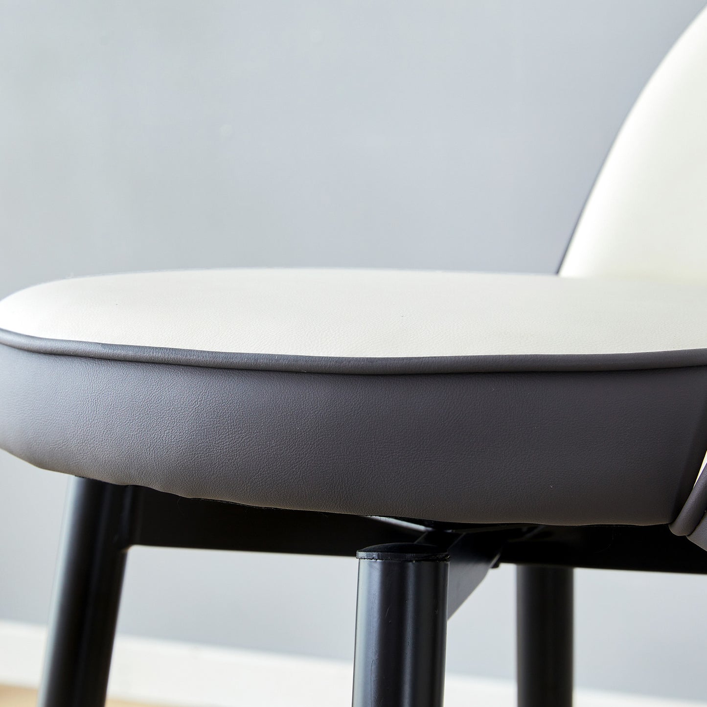 360° swivel bar stool. Modern White And Charcoal Grey Colour Scheme. Comfortable Bar Stool Suitable for Dining Rooms, Kitchens, Patios And Similar Settings. Set Of Two., Bar Seating, Kitchen Stools, Sleek Bar Seating, Stylis
