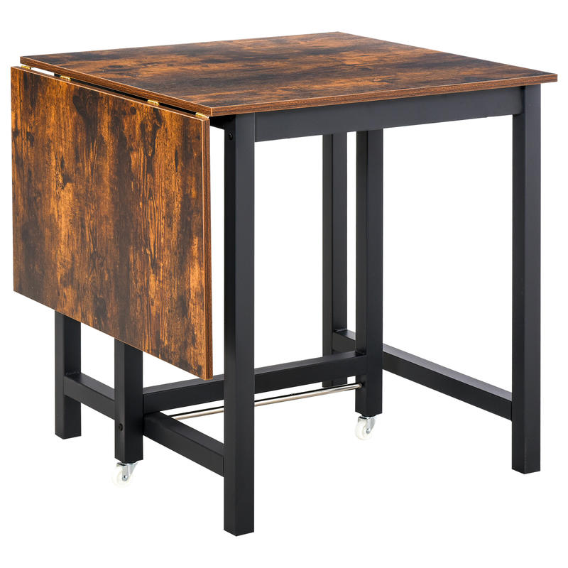 Inklapbare Eettafel – Opvouwbare Tafel – Uitklapbare Tafel – Industriële Eettafel – Compacte Houten Tafel – Ruimtebesparend – Metaal En Hout – Bruin