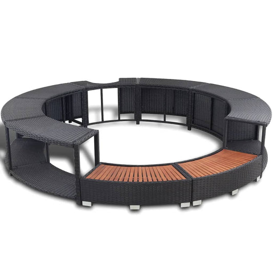 Hot Tub Afwerkset – Spa Rand Bescherming – Jacuzzi Ombouwset – Hot Tub Renovatie Kit – Zwarte Spa Accessoires – Waterbestendig Eucalyptus Hout – Ingebouwde Opbergruimte Met Batterijvak - Zwart