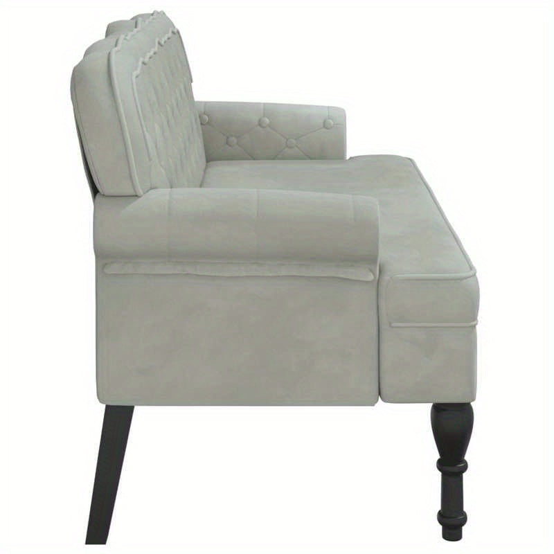 Bankstel – Banken – Sofa – Zitbank – Zithoek – Lichtgrijs – Velvet Stof – Duurzaam Houten Frame – 119,5x64,5x75 cm