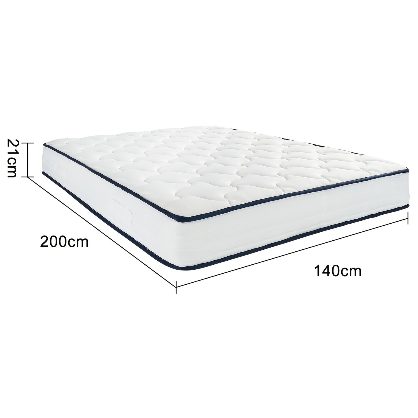 Matras – Pocketveringmatras – Tweepersoonsmatras – 7-zones matras – Koudschuimmatras – 140x200 cm – Medium-firm H3 – 21 cm hoog met foamlaag en ademende microfiber hoes