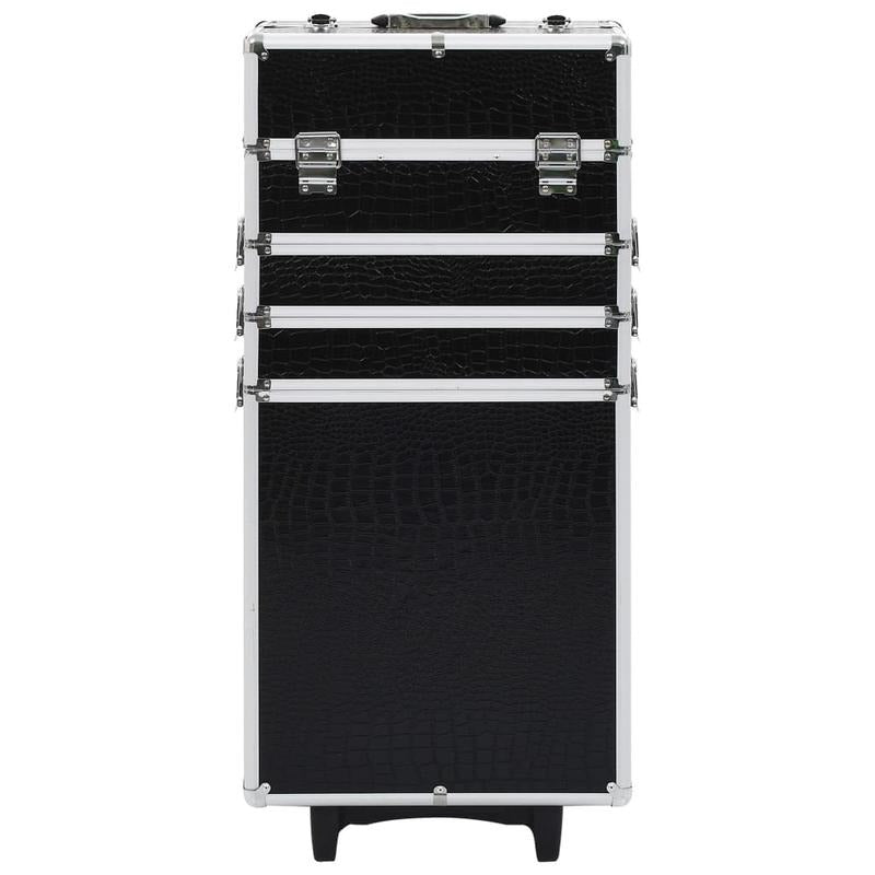 Koffer – Reiskoffer – Handbagage – Trolley – Spinner – Zwart Krokodillenprint – Hardcase Pc – Stil Rijdende Wielen – Ophanghaak